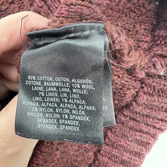 Anthropologie Moth Sandstripe burgundy button back sweater XS Wool Alpaca - Picture 5 of 6